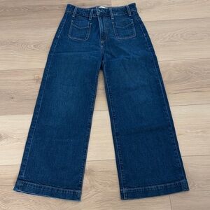 Paige Anessa Patch Pocket High Waist Ankle Wide Leg Jeans (Grecian Blue)